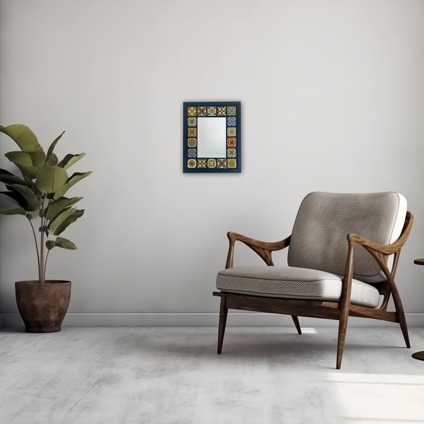 Azure Mosaic Mirror 30 × 35 cm