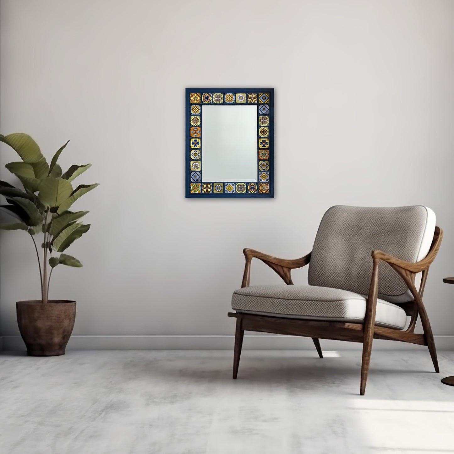 Greek Blue Mosaic Mirror 41 × 51 cm