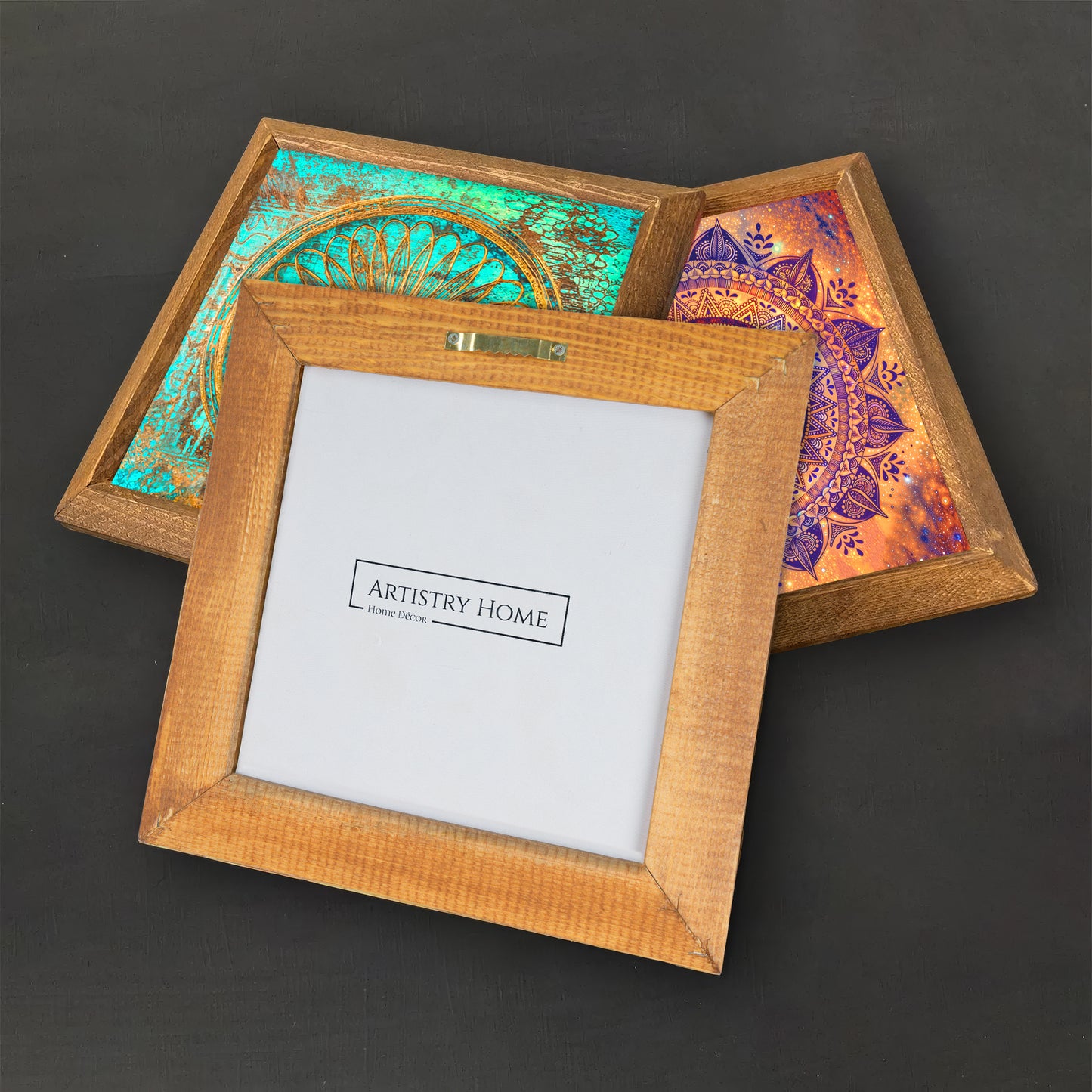 Tulip Arrangement Duo Natural Stone Wall Art Wood Frame Set