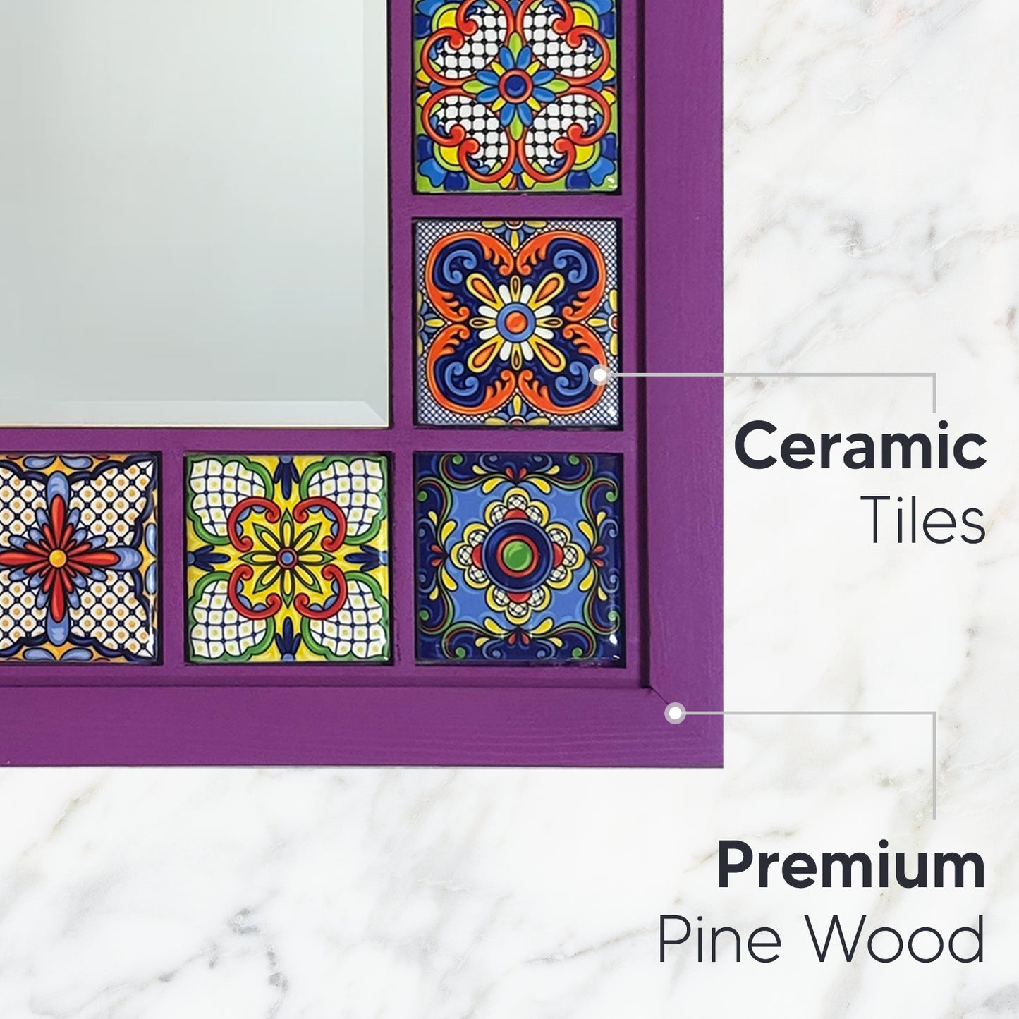 Mauve Mosaic Mirror 25 × 30 cm