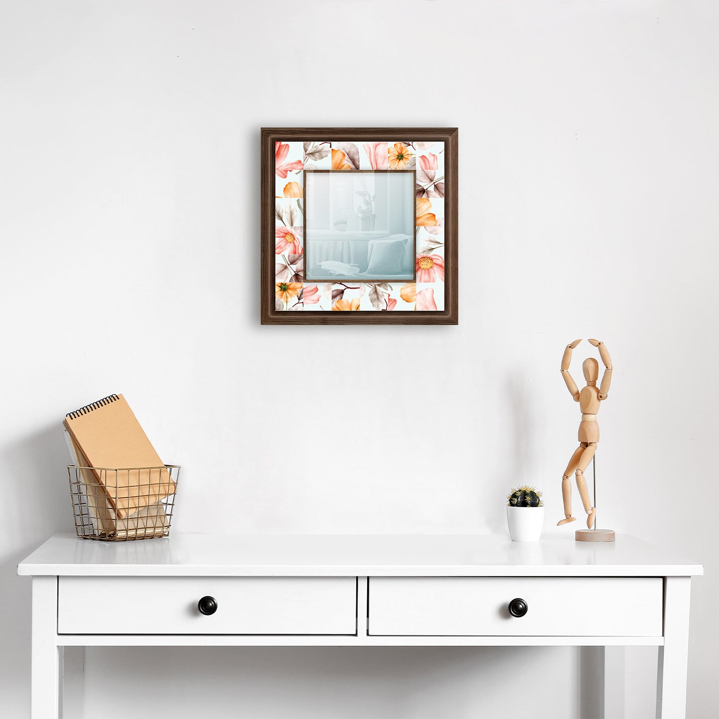 Floral Tempt Square Mirror with dresser | Artistry Home