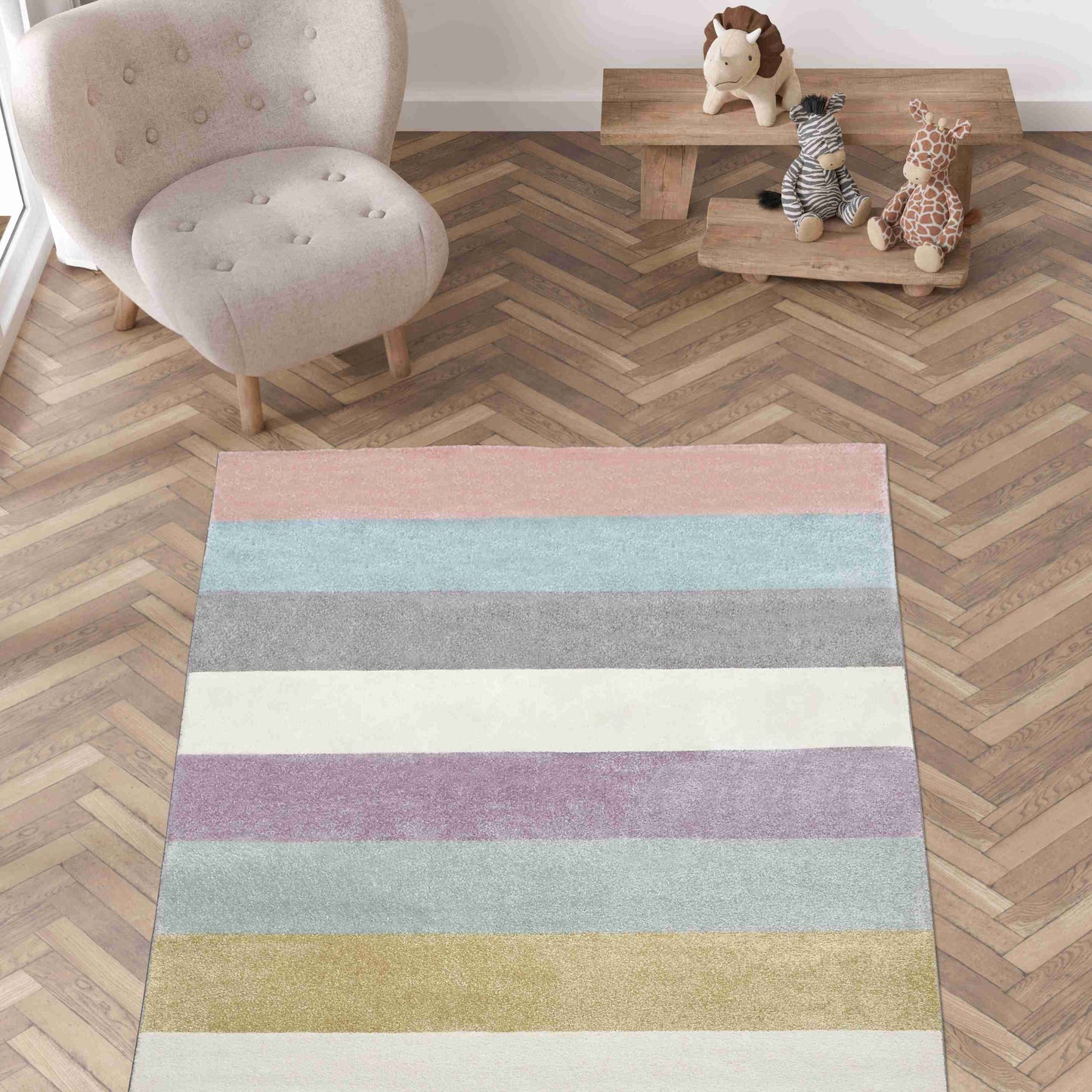 Pastel Stripes Rug - Beautifully Styled in a Warm Living Space | Artistry Home