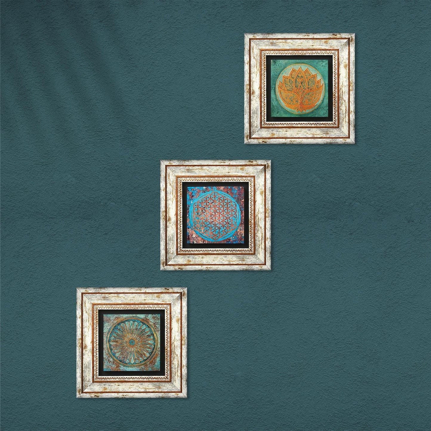 Lotus Flower Of Life Trio Stone Wall Art - Lotus Flower | Artistry Home