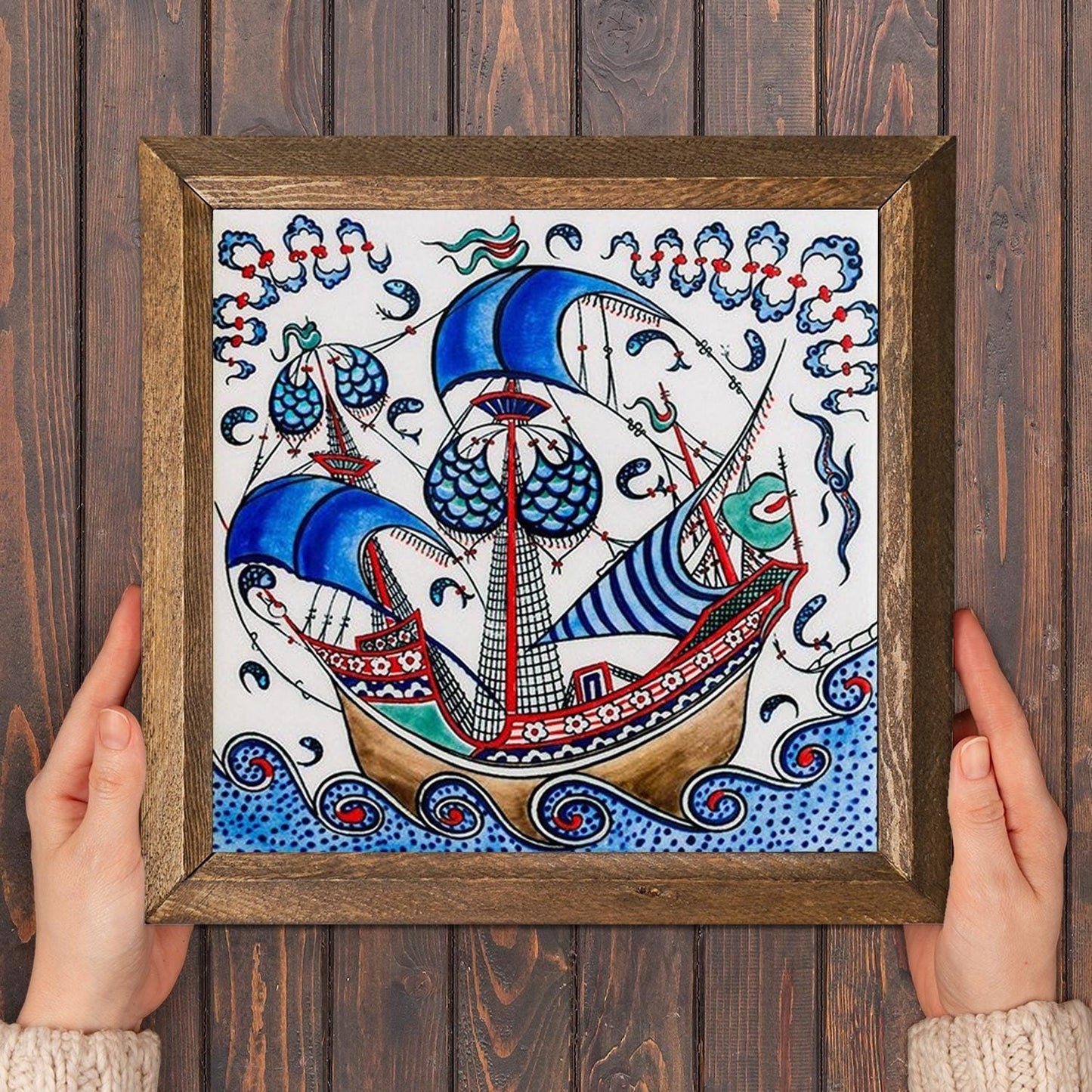 Tile Art Sailboat Natural Stone Wall Art - Nature | Artistry Home