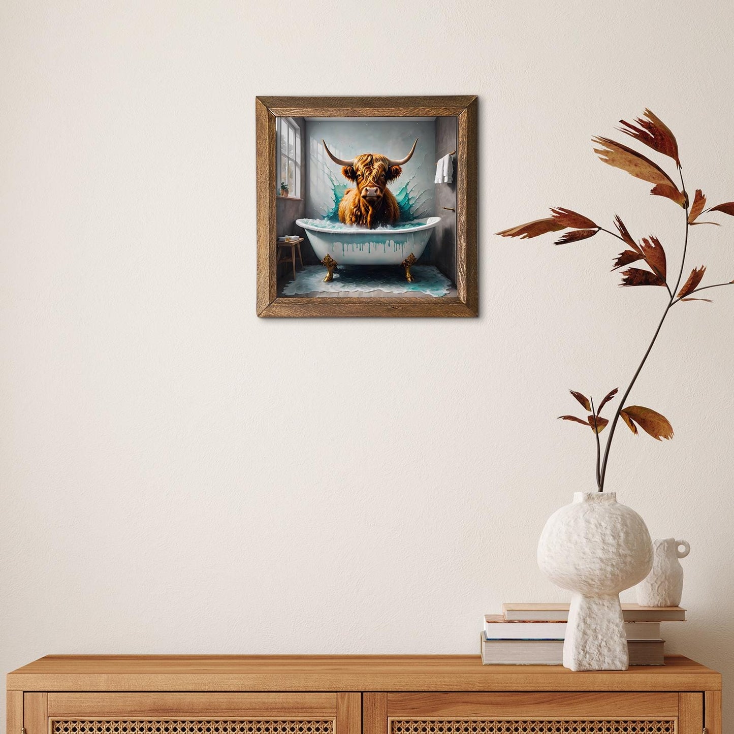 Splashing Cow Natural Stone Wall Art - Digital Art | Artistry Home