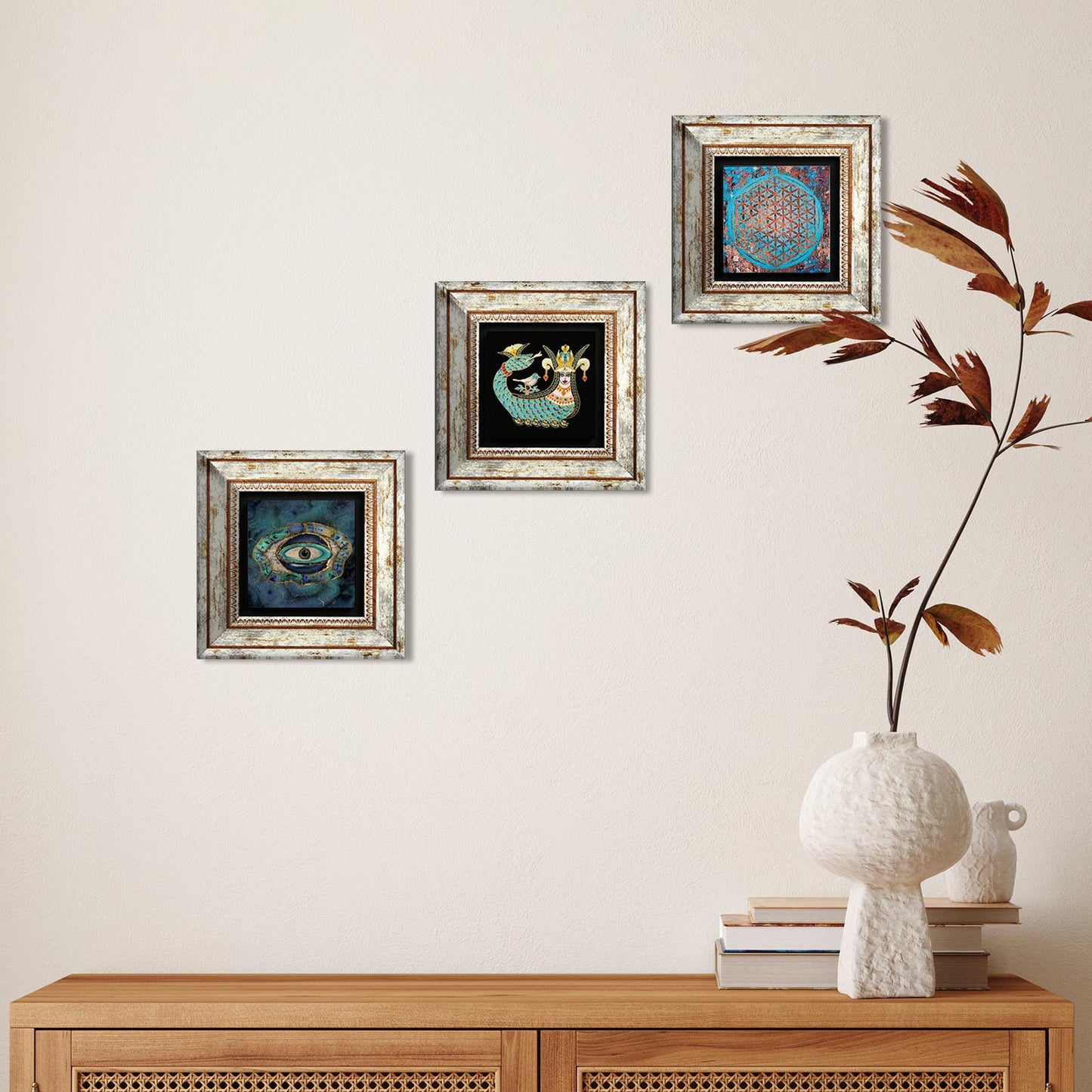 Spiritual Trio Natural Stone Wall Art - Flower Of Life | Artistry Home