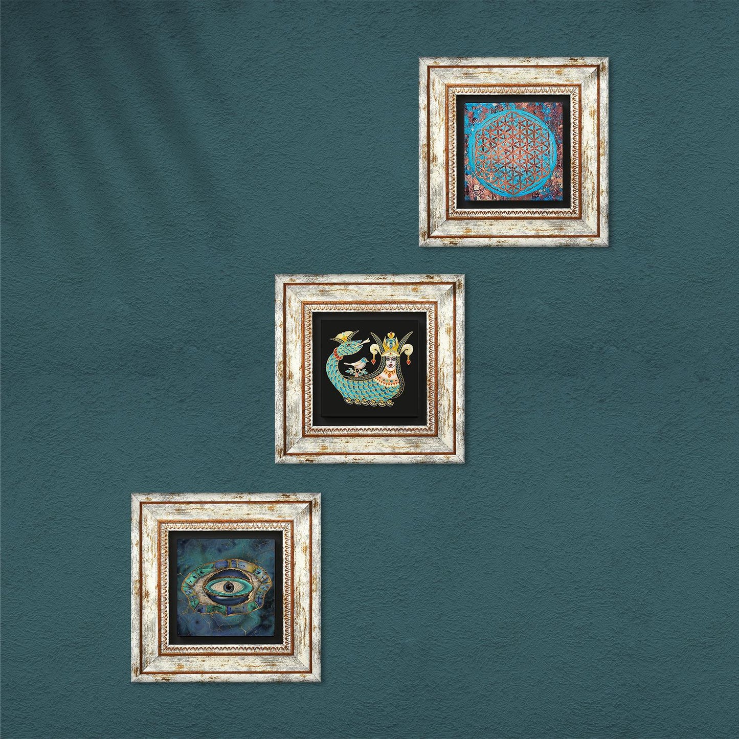 Spiritual Trio Natural Stone Wall Art - Lion Lizard | Artistry Home