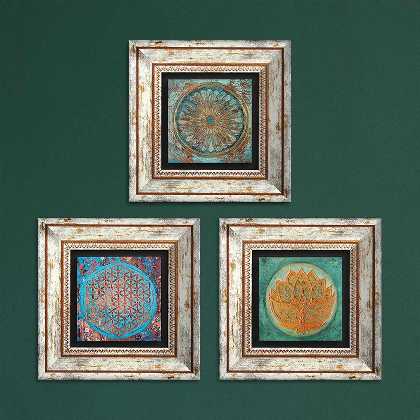 Lotus Flower Of Life Trio Stone Wall Art | Artistry Home