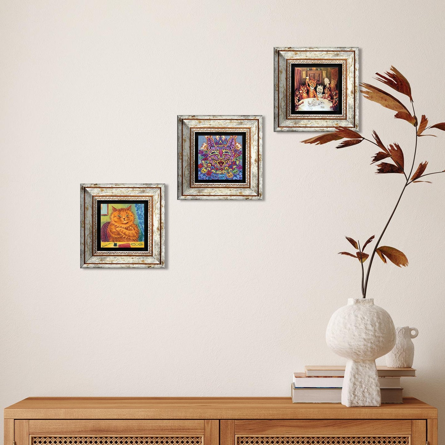 Louis Wain Cats Trio Stone Wall Art - Cats | Artistry Home