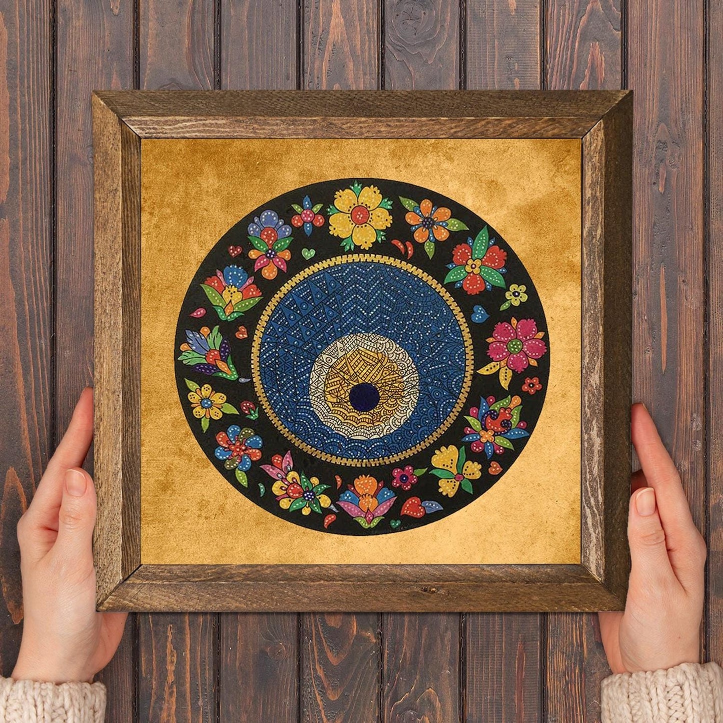 Colorful Evil Eye Natural Stone Wall Art - Natural Stone | Artistry Home