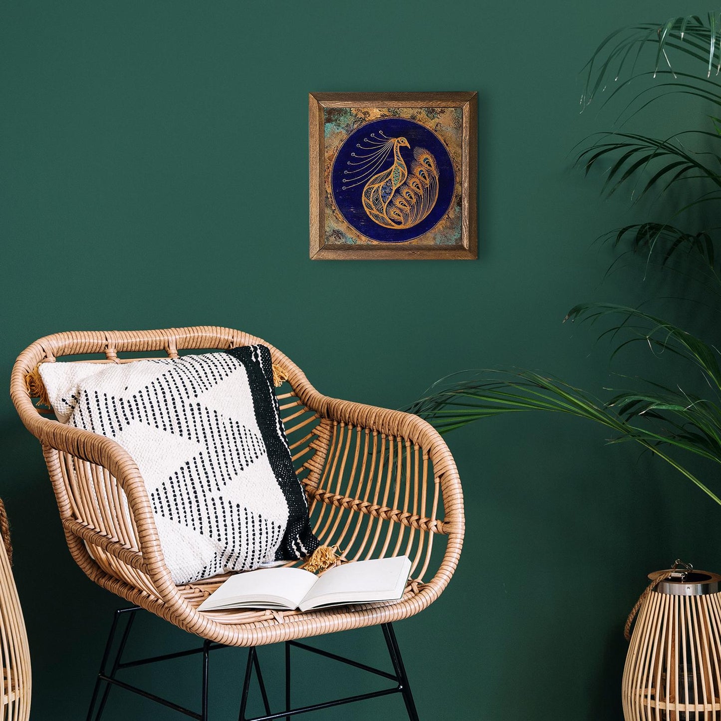 Peacock Natural Stone Wall Art - Natural | Artistry Home