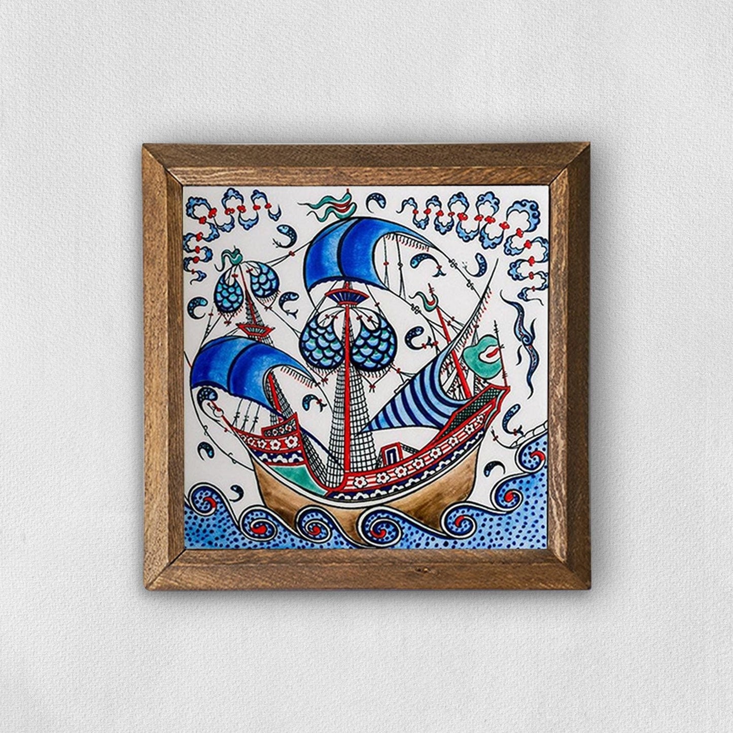 Tile Art Sailboat Natural Stone Wall Art | Artistry Home
