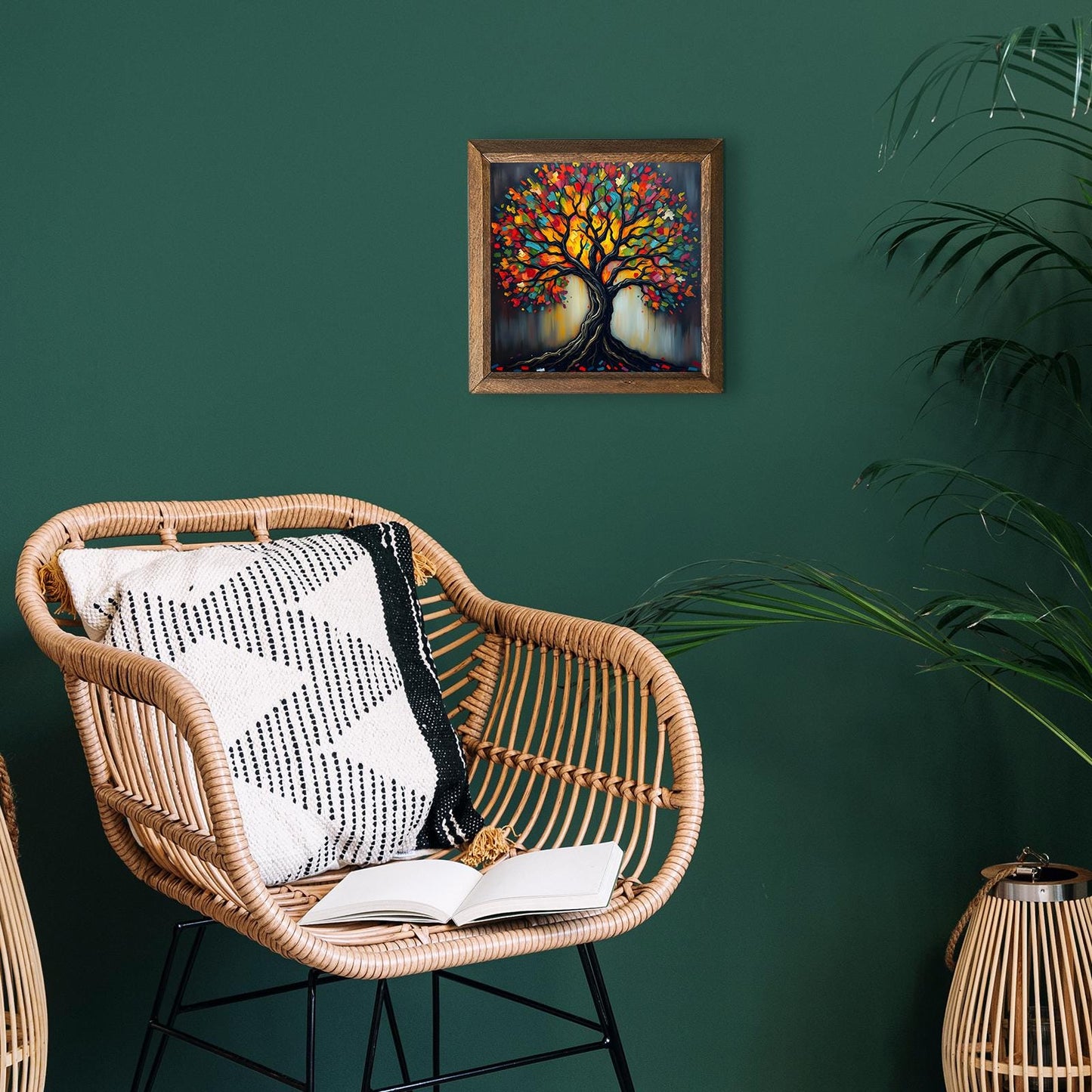 Kaleidoscope Tree Natural Stone Wall Art - Framed Wall Art | Artistry Home