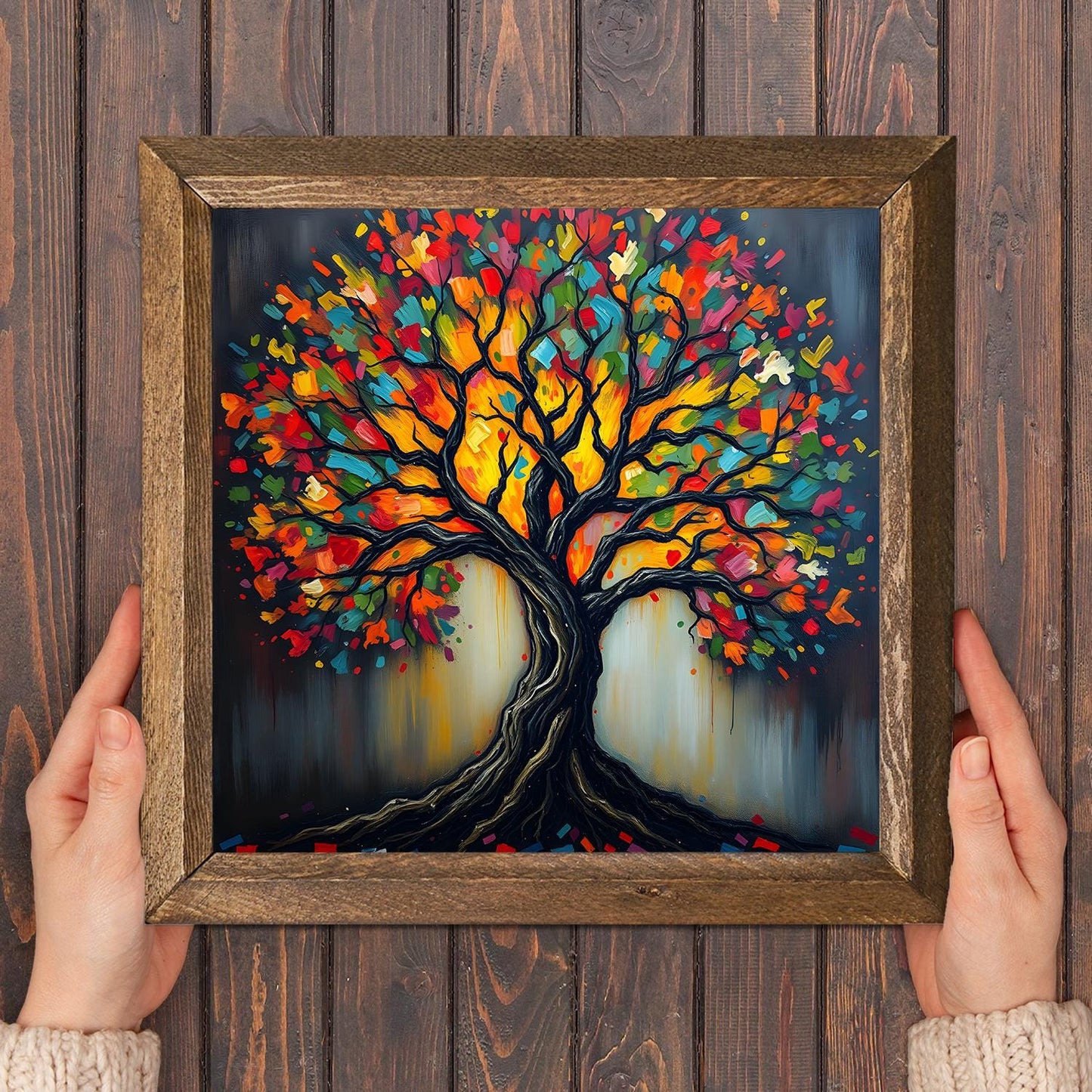 Kaleidoscope Tree Natural Stone Wall Art - Floral Art | Artistry Home