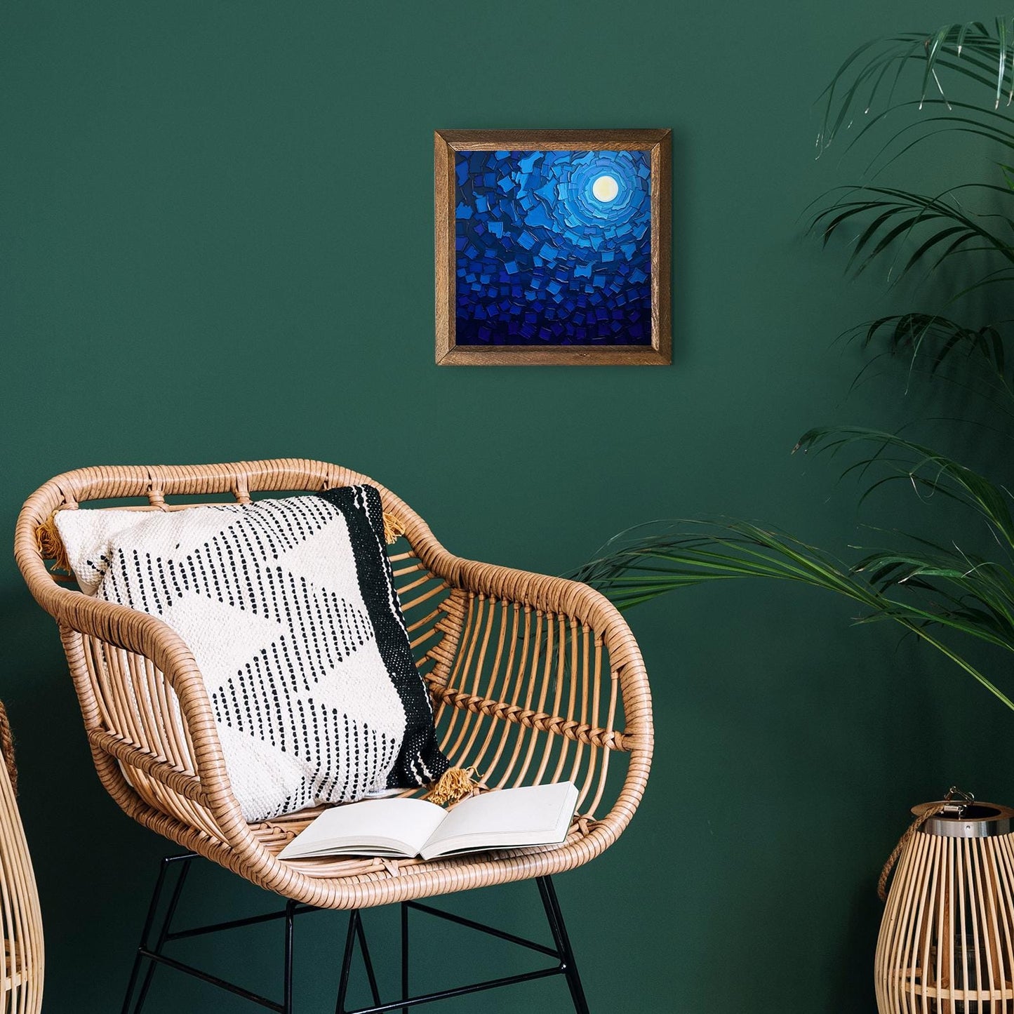 Full Moonrise Natural Stone Wall Art - Framed Wall Art | Artistry Home