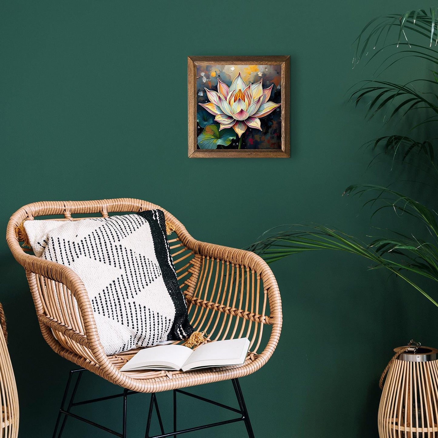Lotus In Bloom Natural Stone Wall Art - Framed Wall Art | Artistry Home