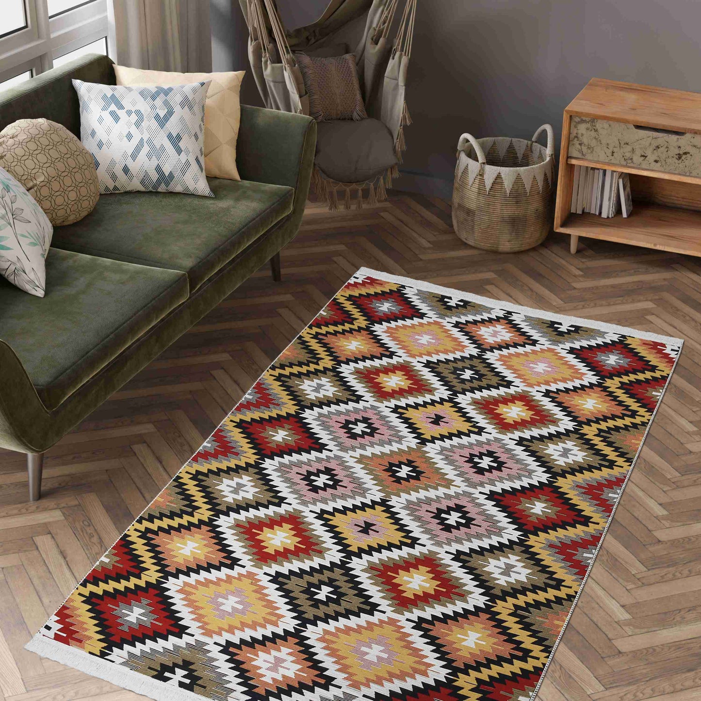 Arya Red Vivid Rug - Carpet in Modern Interior | Artistry Home