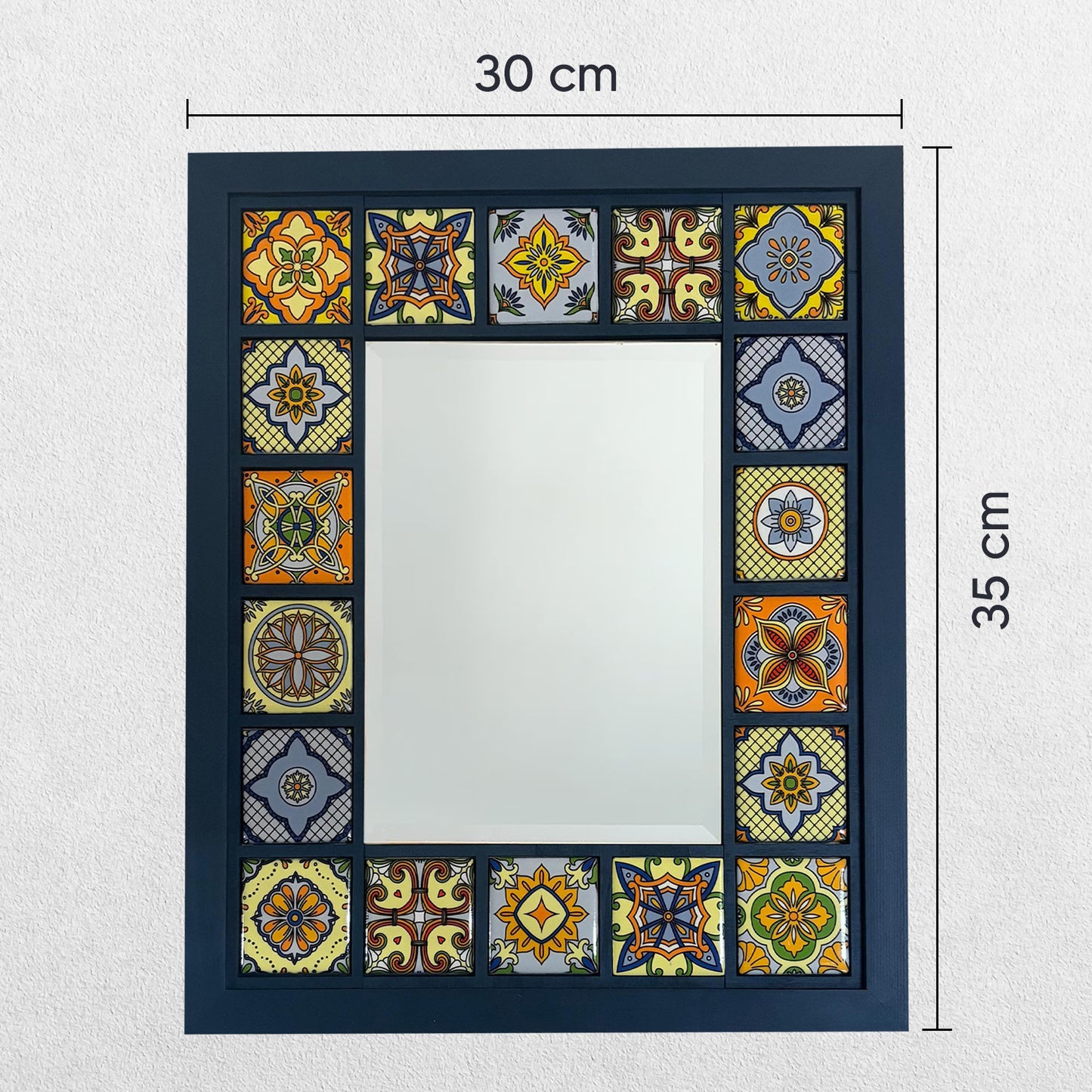 Azure Mosaic Mirror 30 × 35 cm