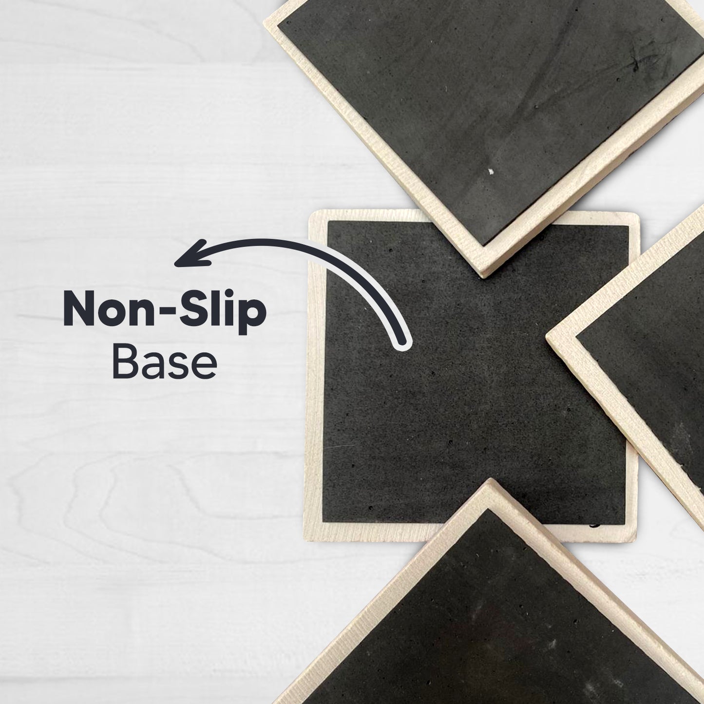 Lettered Natural Stone Coasters - Non-Slip Base | Artistry Home