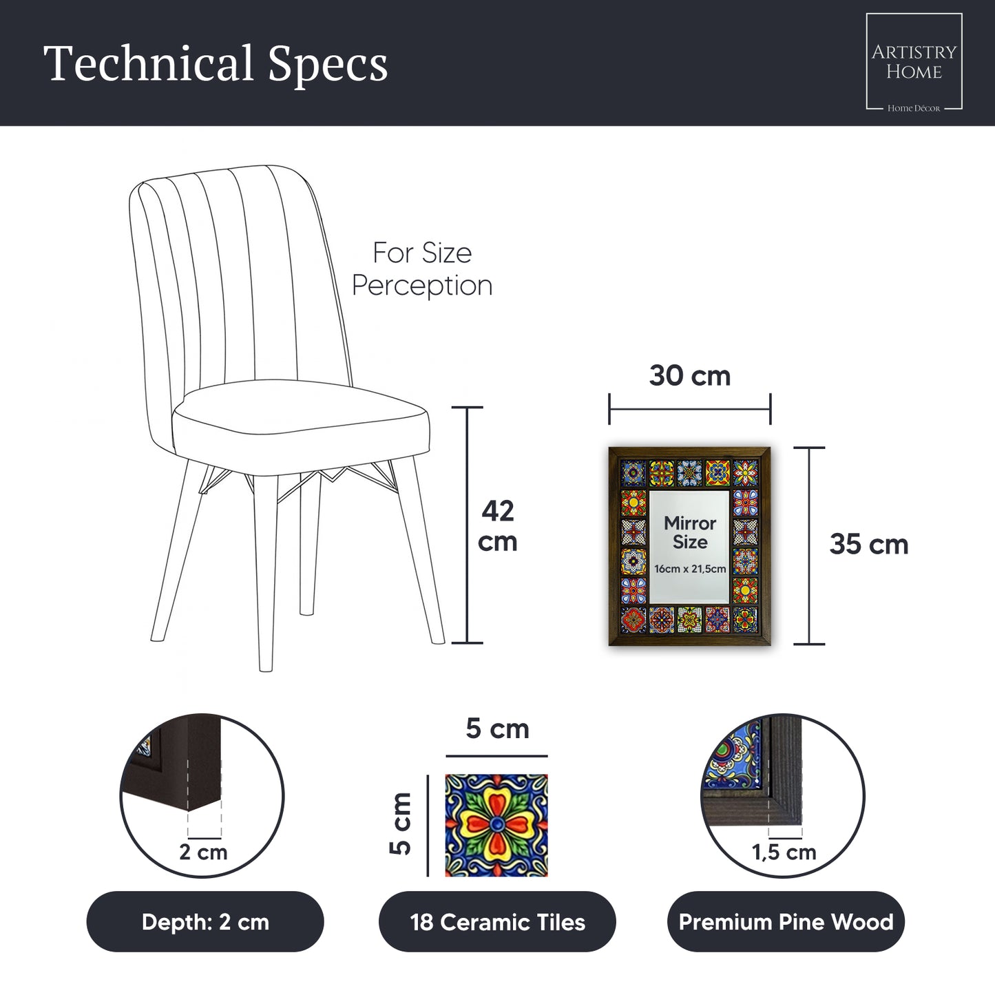 Colour Pop Mosaic Mirror 30 × 35 cm