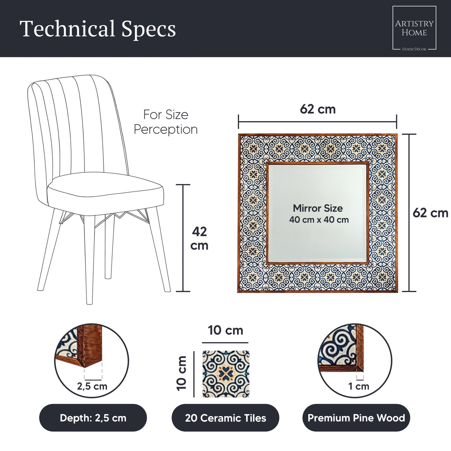 Heritage XL Mirror 62X62 cm