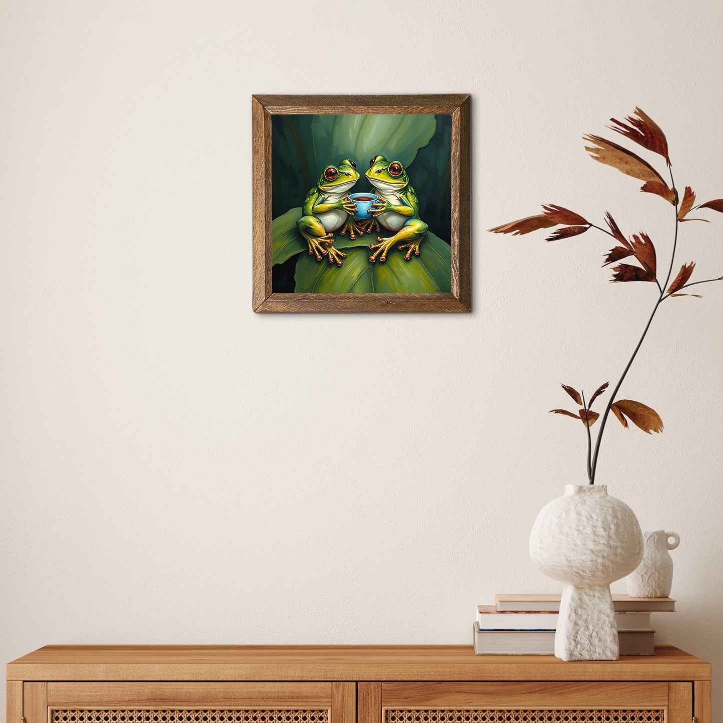 Frogs Having Tea Natural Stone Wall Art - Single Frame | Artistry Home