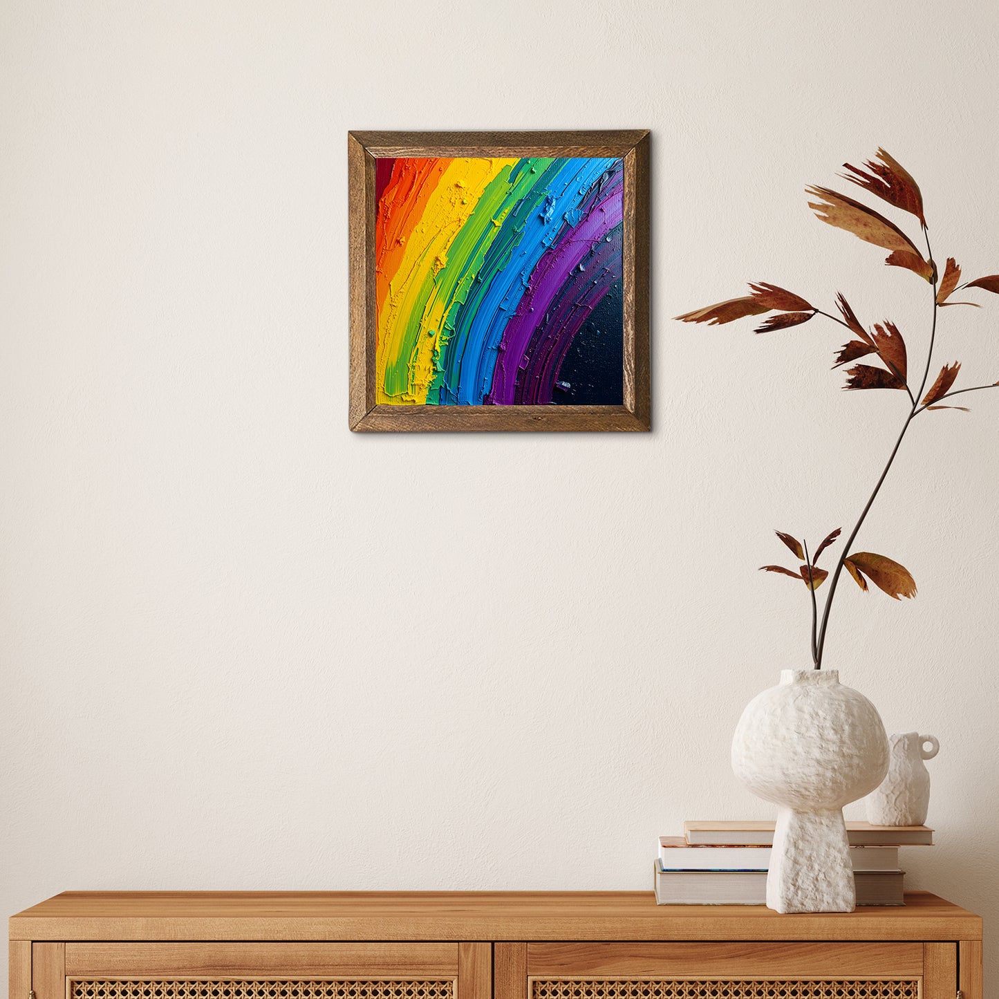 Rainbow Paint Natural Stone Wall Art - Single Frame | Artistry Home