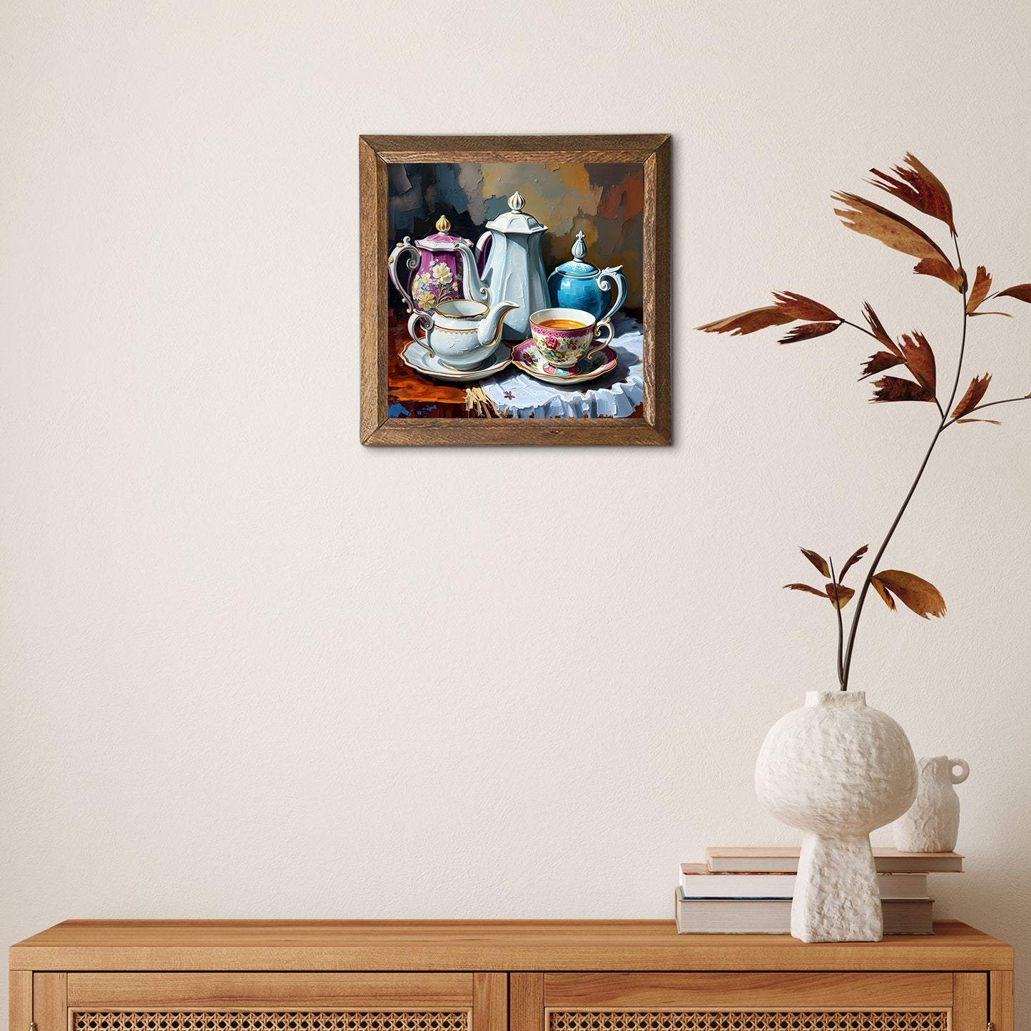 Tea Time Natural Stone Wall Art - Single Frame | Artistry Home