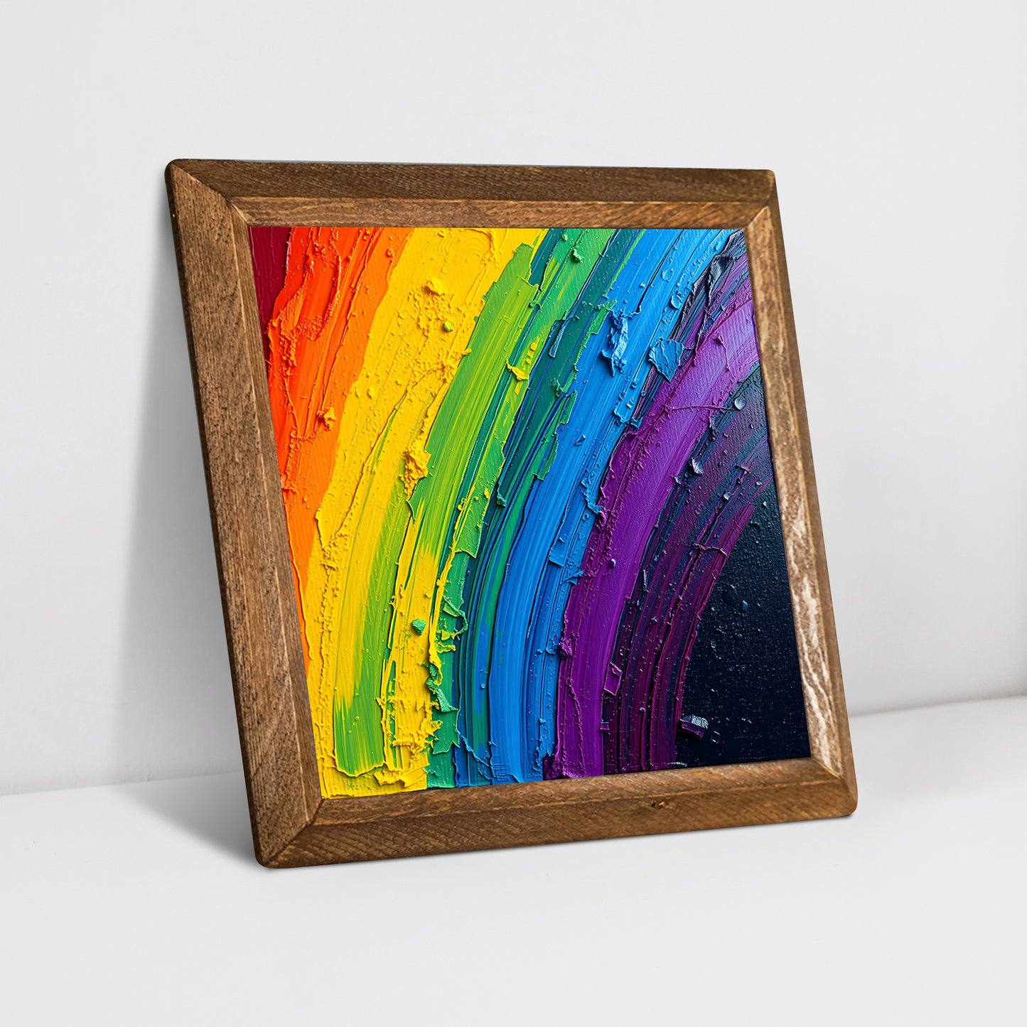 Rainbow Paint Natural Stone Wall Art - Diagonal Angle | Artistry Home