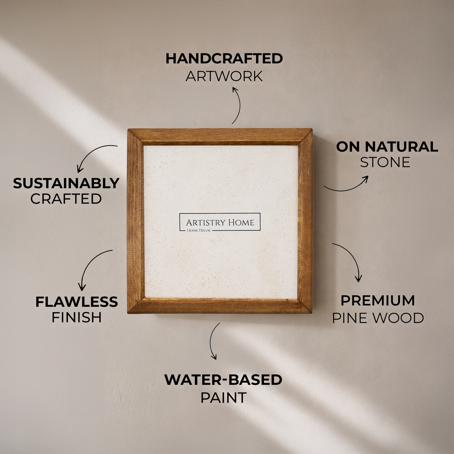 Golden Sunset Bundle | 2 Natural Stone Wall Arts + 1 Beeswax Candle Set