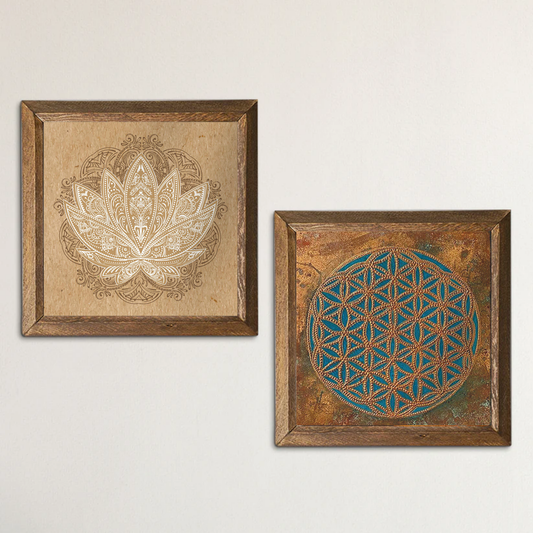 Flower of Life Duo Natural Stone Wall Art
