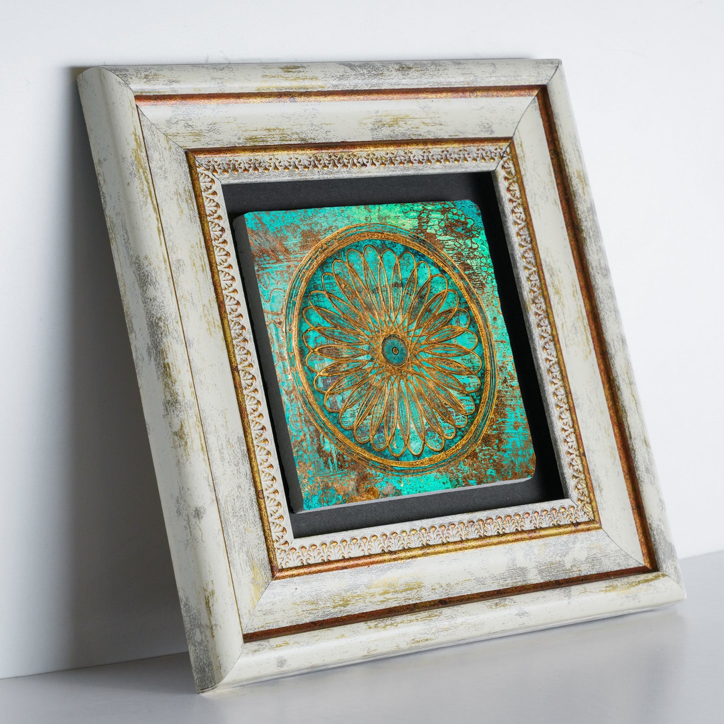Lotus, Flower of Life Trio Vintage Stone Wall Art Set