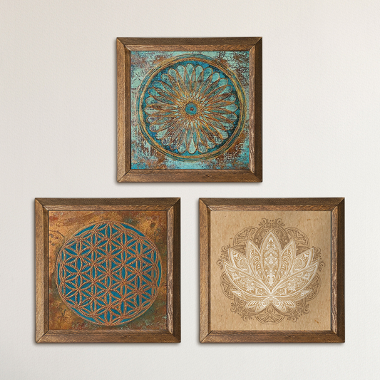 Flower of Life Trio Stone Wall Art
