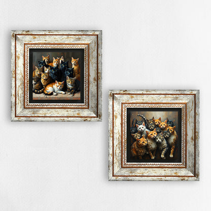 Gang Of Cats Duo Vintage Stone Wall Art | Artistry Home