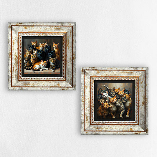 Gang Of Cats Duo Vintage Stone Wall Art | Artistry Home