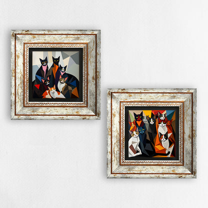The Cat Gang Duo Vintage Stone Wall Art | Artistry Home