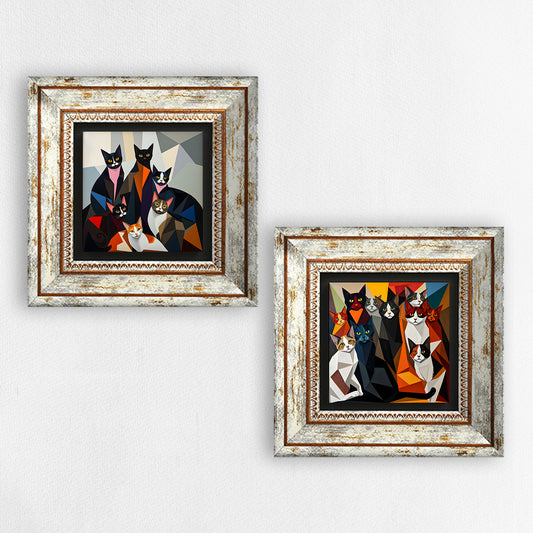 The Cat Gang Duo Vintage Stone Wall Art | Artistry Home