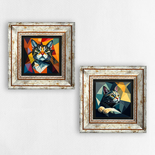 Cats Duo Vintage Natural Stone Wall Art | Artistry Home