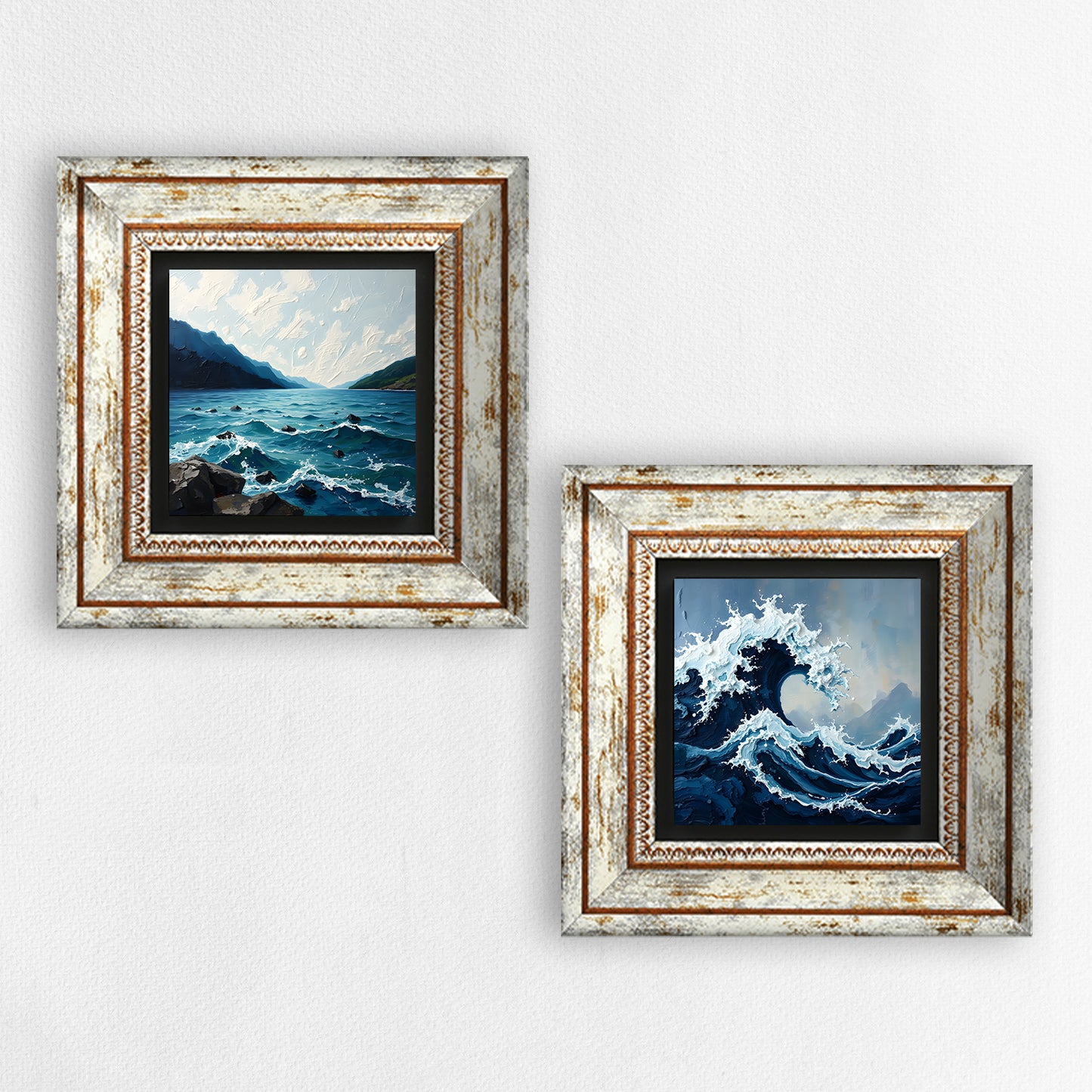 Waves Duo Vintage Natural Stone Wall Art | Artistry Home