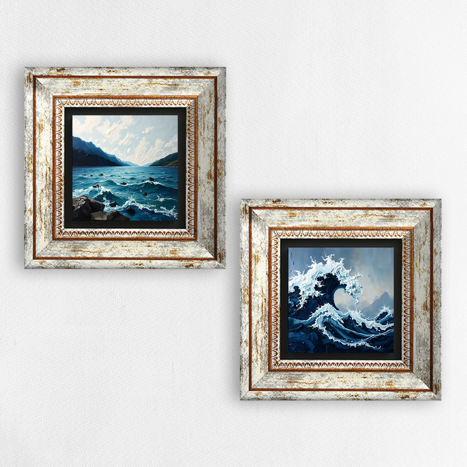 Waves Duo Vintage Natural Stone Wall Art | Artistry Home