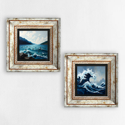 Waves Duo Vintage Natural Stone Wall Art | Artistry Home