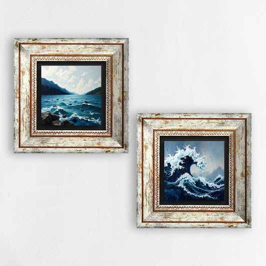 Waves Duo Vintage Natural Stone Wall Art | Artistry Home