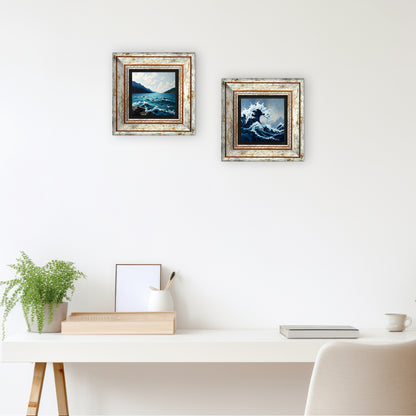 Waves Duo Vintage Natural Stone Wall Art - Frames with Table | Artistry Home