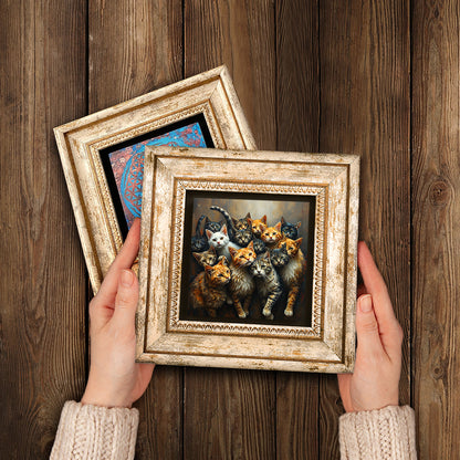 Gang Of Cats Duo Vintage Stone Wall Art - Handheld Frames | Artistry Home