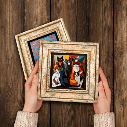 The Cat Gang Duo Vintage Stone Wall Art - Handheld Frames | Artistry Home