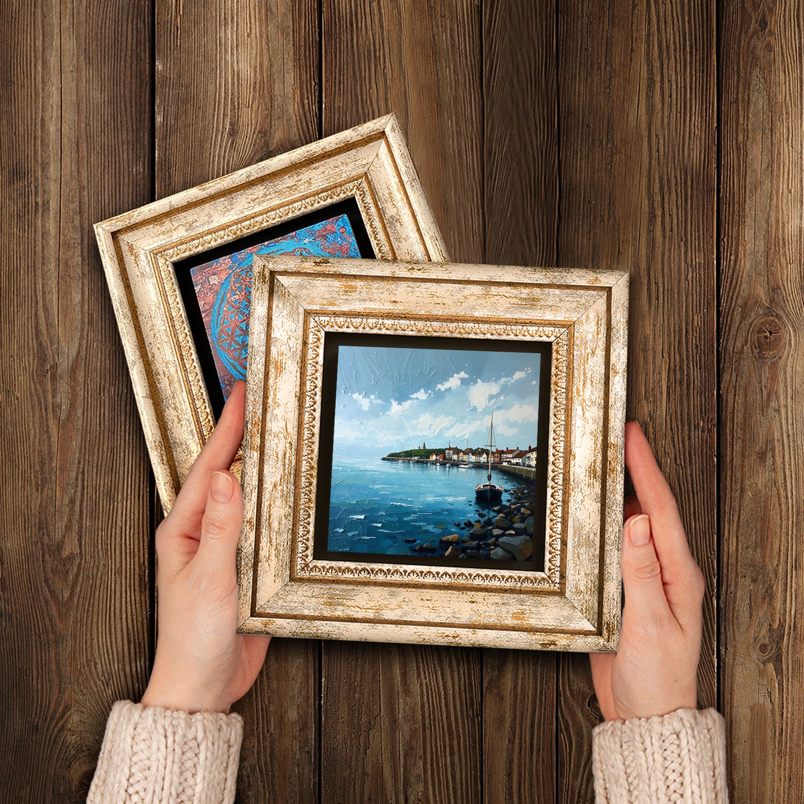 Coastal Towns Duo Natural Stone Wall Art - Handheld Frames | Artistry Home