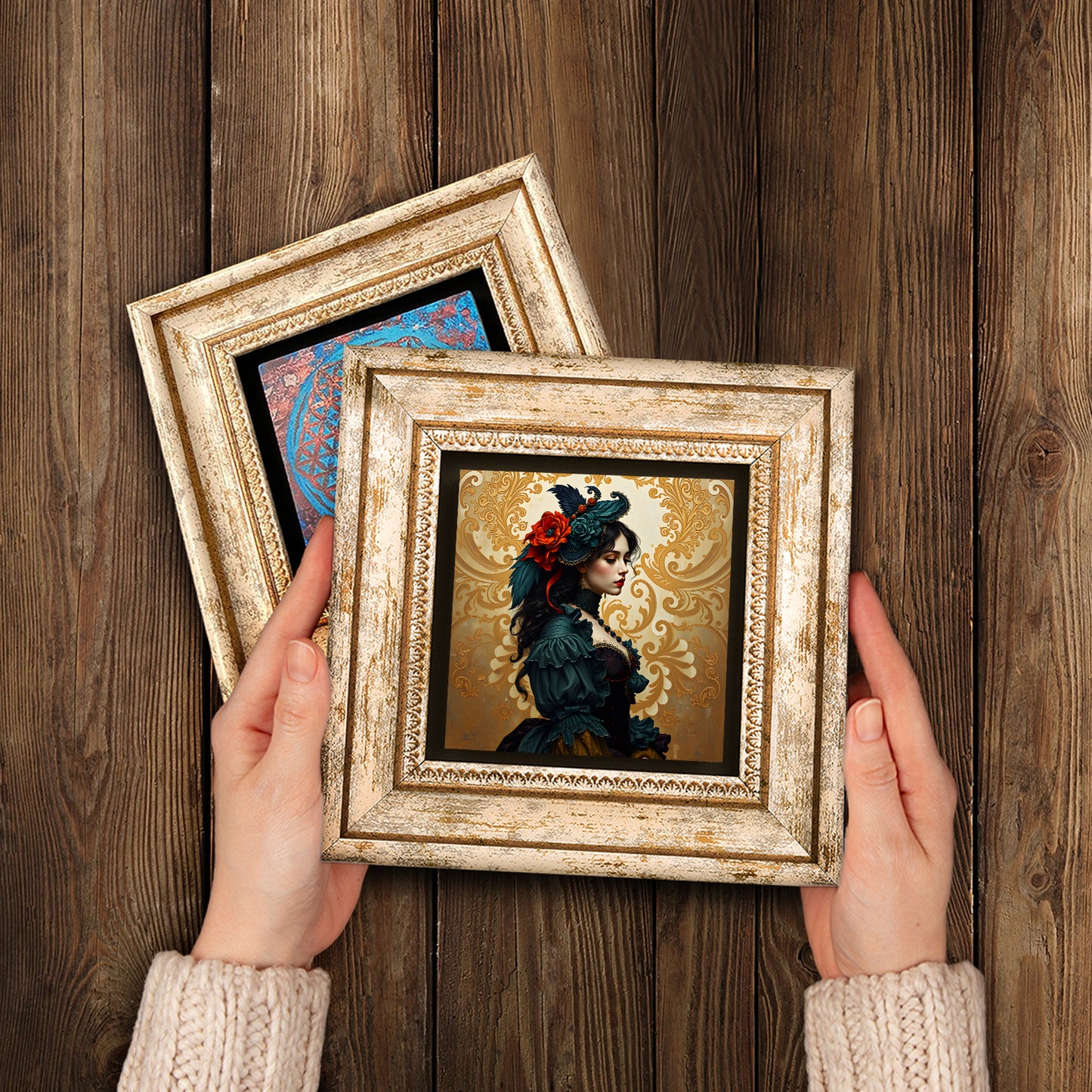 Victorian Era Duo Vintage Stone Wall Art - Handheld Frames | Artistry Home