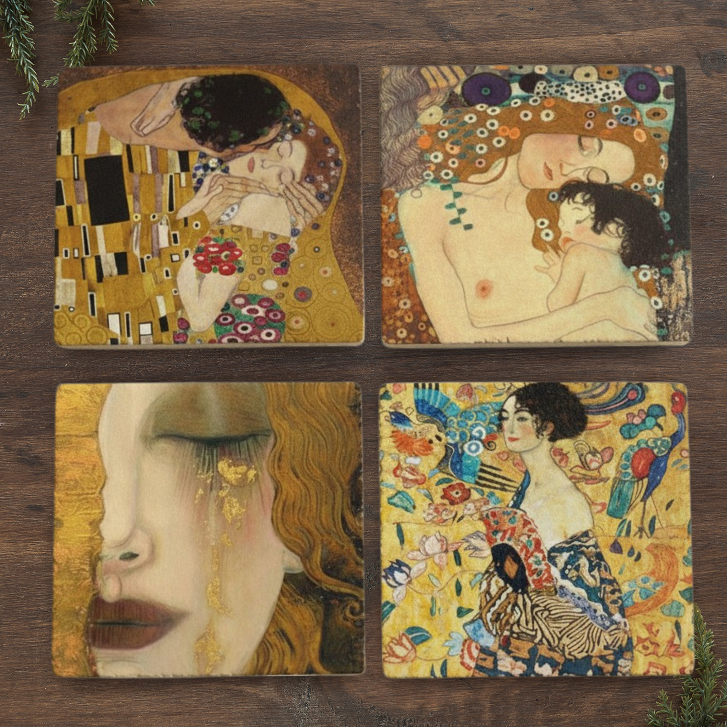 Gustav Klimt Stone Coaster Set