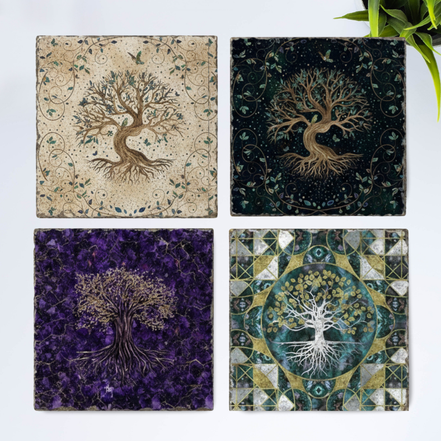 Tree Of Life Stone Coaster Set