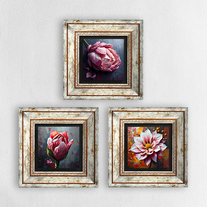 Floral Symphony Trio Vintage Stone Wall Art | Artistry Home